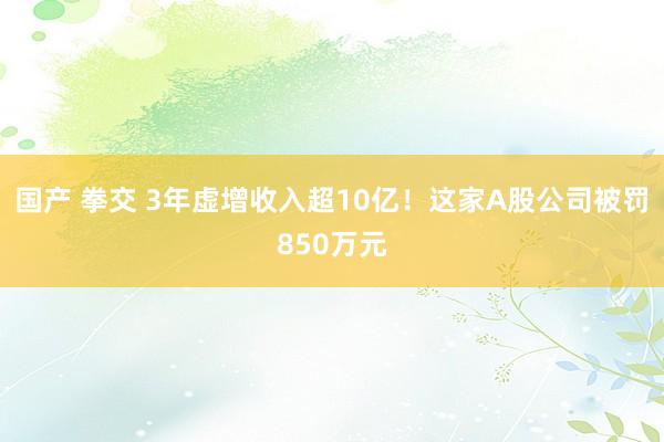 国产 拳交 3年虚增收入超10亿！这家A股公司被罚850万元